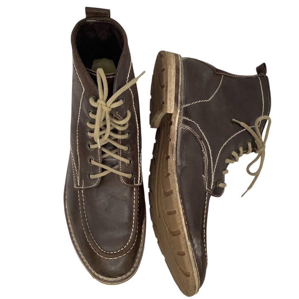 Mark Nason High Hill Brown Leather Lace Up Men's Ankle BootsSz 11.5 Academia